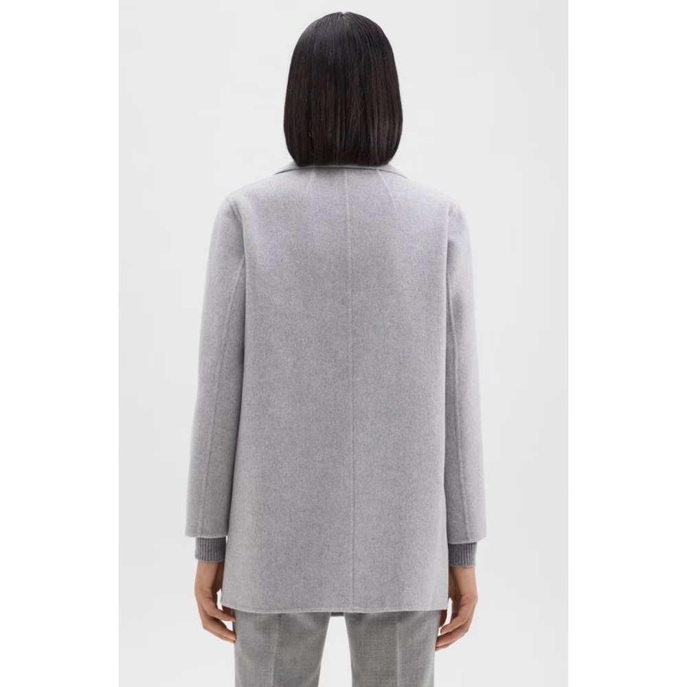 Theory Clairene New Divide Wool Cashmere Coat Grey Melange Open Front Small - Picture 8 of 8
